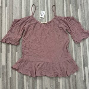 Heart & Hips Mauve Pink Off-the-Shoulder Blouse, Size L